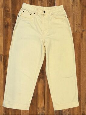 L.L. Bean Cream Cotton Cropped Pants Size 8 Utility Capri Straight Leg